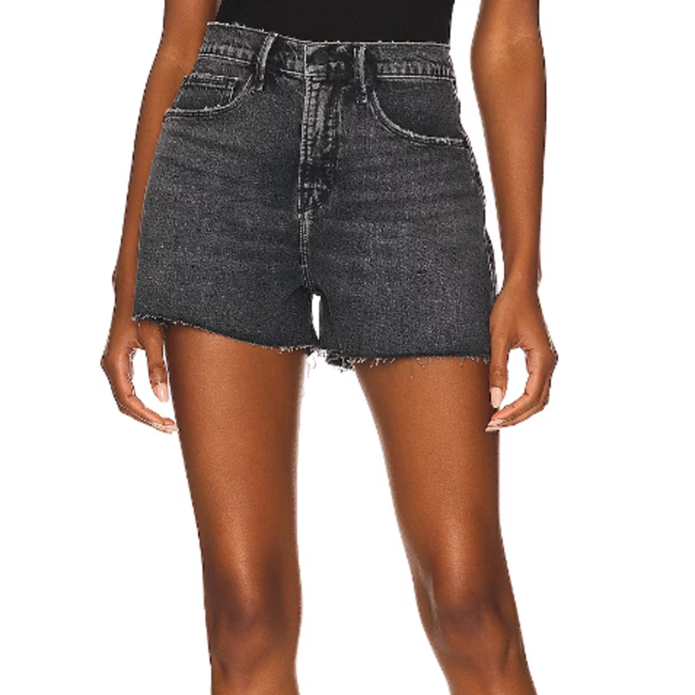 Good American Good 90s Black Jean Shorts Women's NWT 8/29 Cut Off High Rise